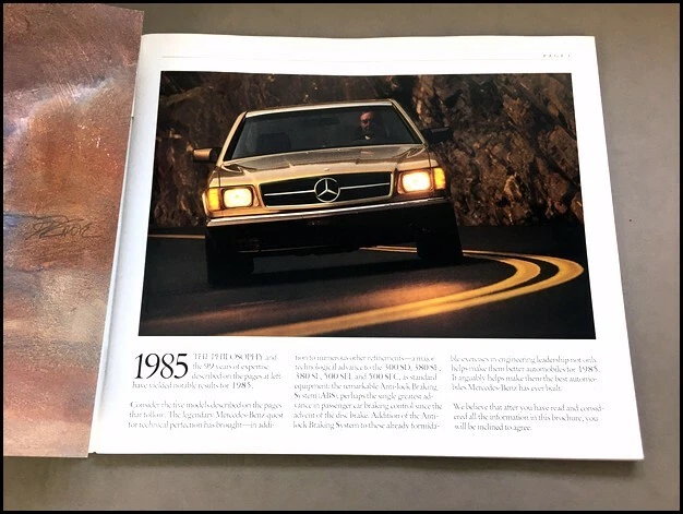 1985 Mercedes Benz S-Class 38-page Brochure Catalog 380SL 500SEC 500SEL 380SE - Изображение 2 из 4