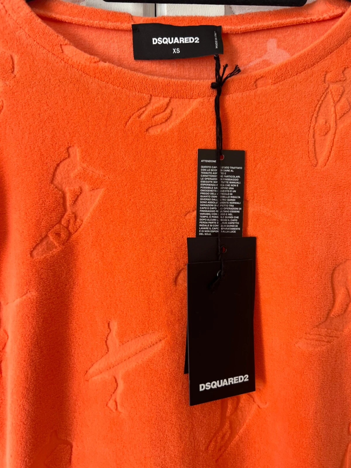 DSQUARED2 abito arancione surfista asciugamano linea A taglia XS PREZZO DI LISTINO £360