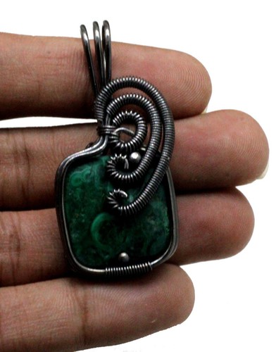 Wire Wrap Malachite Gemstone Handmade 