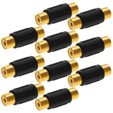 10x RCA Female to Female Jack Coupler Audio Adapter Connector Cable Joiner Gold