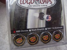 Cadillac Black With Newer Logo Valve Stem Cap Set Cadillac Black With Newer Logo Valve Stem Cap Set