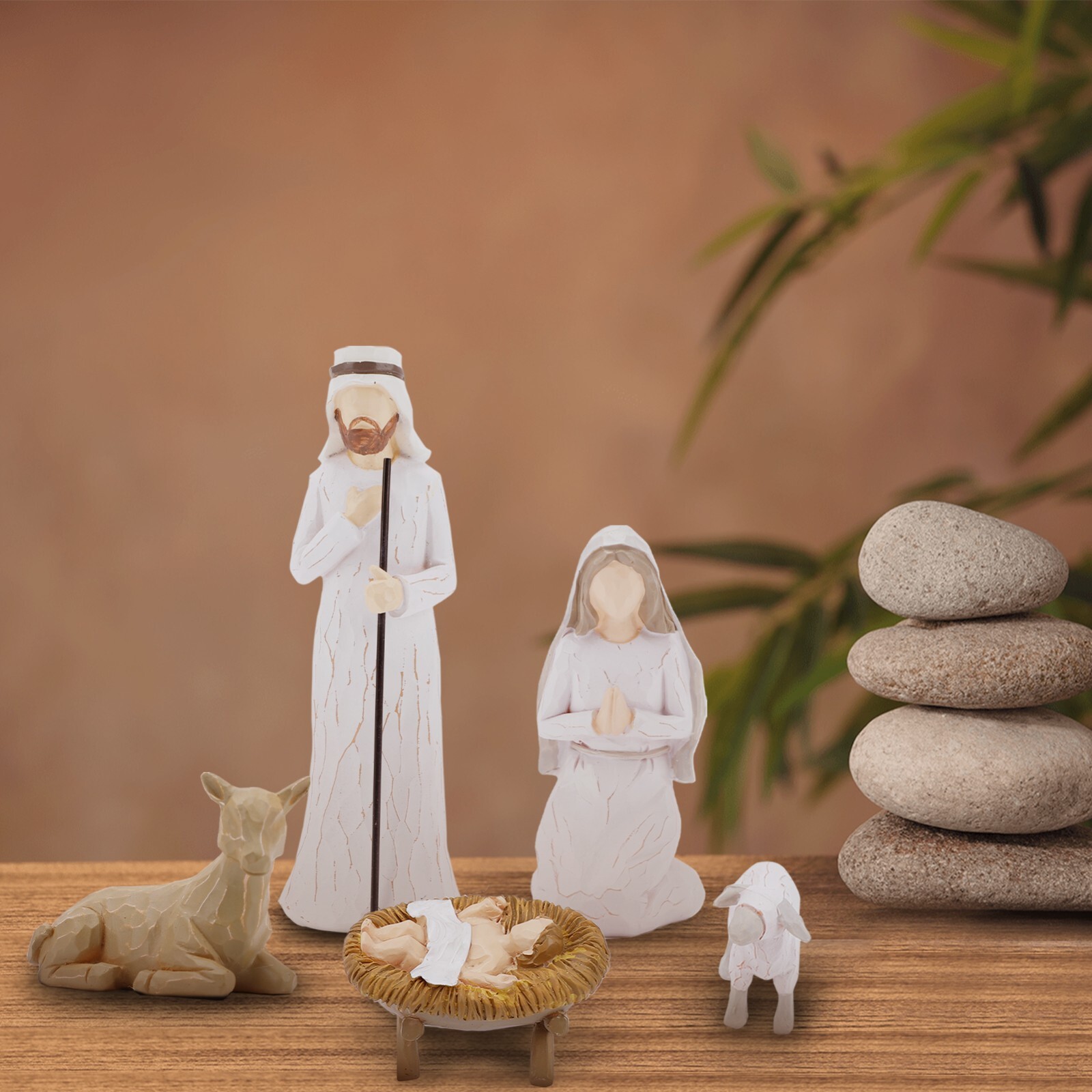 5PCS Nativity Figurine Set Nativity Scene Figure Statue For Xmas Indoor