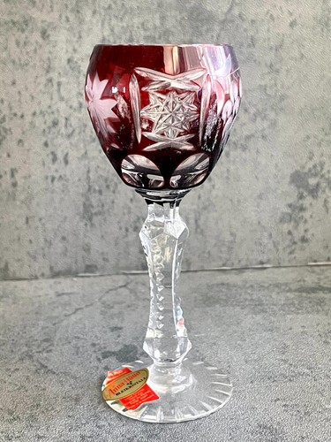 5-pc West Germany Anna Hutte Hand schliff 24% PbO Crystal Tall Hock Wine Glasses - Picture 2 of 9