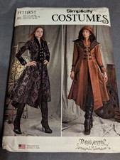 Simplicity Pattern R11851 Cosplay Costume Steampunk Long Coat H5 sz 6-14 UNCUT