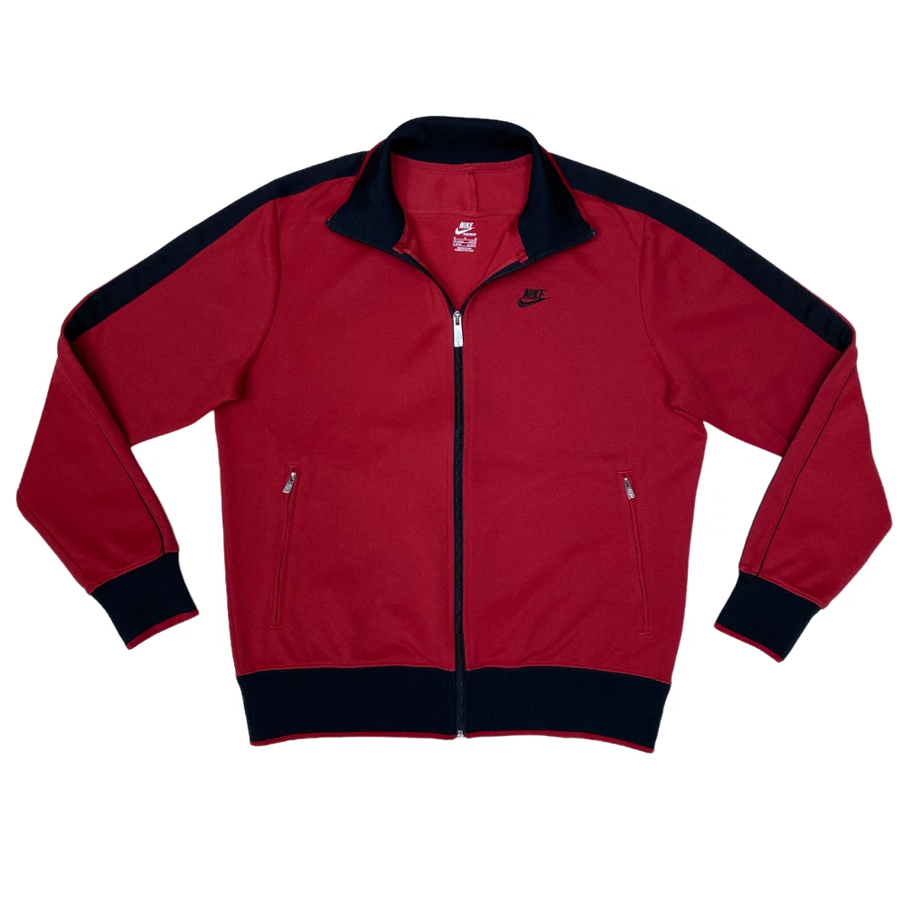 Red and black nike track jacket sale
