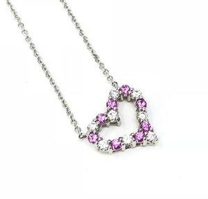 Tiffany Co Sentimental Heart Necklace Platinum Diamond Pink Sapphire Ebay