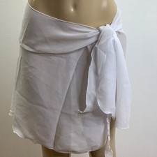 Lago Mar White Ruffle Lettuce Trim Sarong Size L/XL Made in USA
