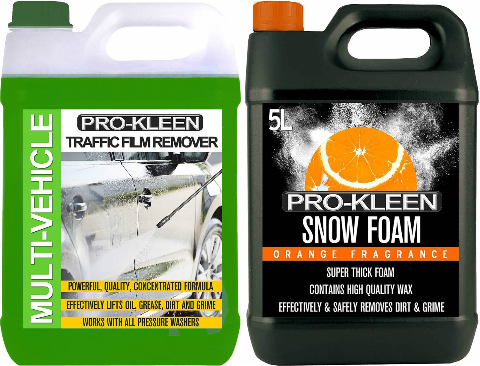 ProKleen Traffic Film Remover Multi Vehicle TFR & Orange Snow Foam Car Wash 10L