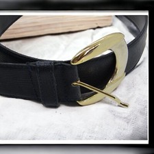 Men's Vintage Italian Black Leather Belt Size M