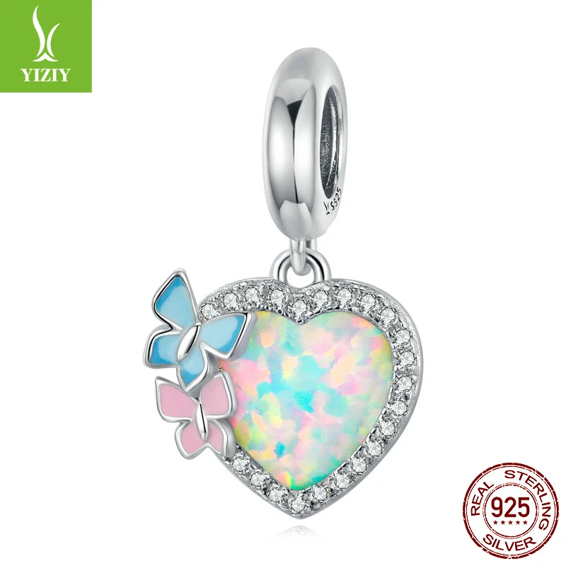 VALENTINO Braccialetti Moda Donna Autentici Argento Sterling 925 Farfalla Opale Charm Fit