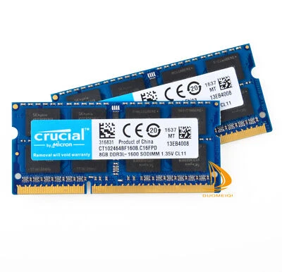 Crucial 8 GB 16 GB 2Rx8 PC3L-12800S DDR3-1600 MHz SODIMM memoria computer portatile RAM 204 pin
