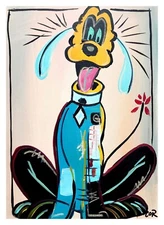 CORBELLIC ORIGINAL PAINTING 12X16 PLUTO VINTAGE CARTOON RETRO ART NEW COLLECTION