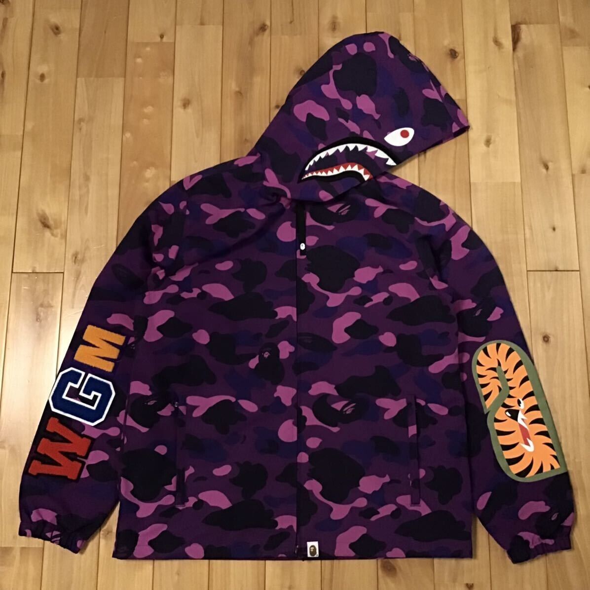 BAPE Purple camo shark zip hoodie A Bathing Ape Size M | eBay