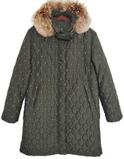 Postcard Women's Qulted Coat Fox Fur Hooded Size 40 Us 4