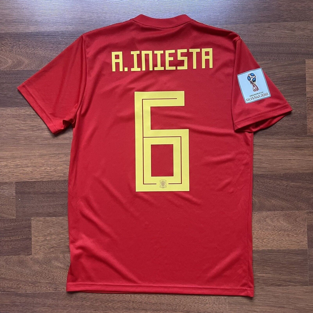 未使用 adidas 2018年 スペイン代表 INIESTA ユニフォーム L Adidas Mens Spain National Team Andres Iniesta #6 Soccer