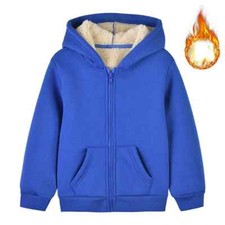 Unisex Winter Fleece Hoodies Boys Sweatshirt Thicken Zipper Coat Tops 8-12 Years