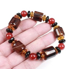 Certified 100 Natural yello stripe Agate passepartout Beads Bangle Bracelet0424