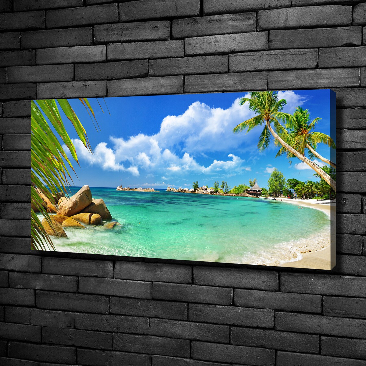Tableau Toile Déco Moderne 100x50cm - Paysage Plage Des Seychelles