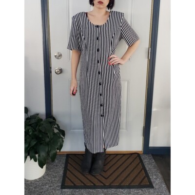 Vintage 90s Striped Button Down Shirt Dress | eBay