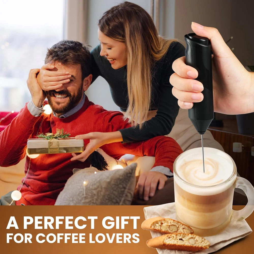 Milk Frother Handheld with Stainless Steel Stand, Battery Operated Whisk Maker H Milk Frother Handheld with Stainless Steel Stand, Battery Operated Whisk Maker H