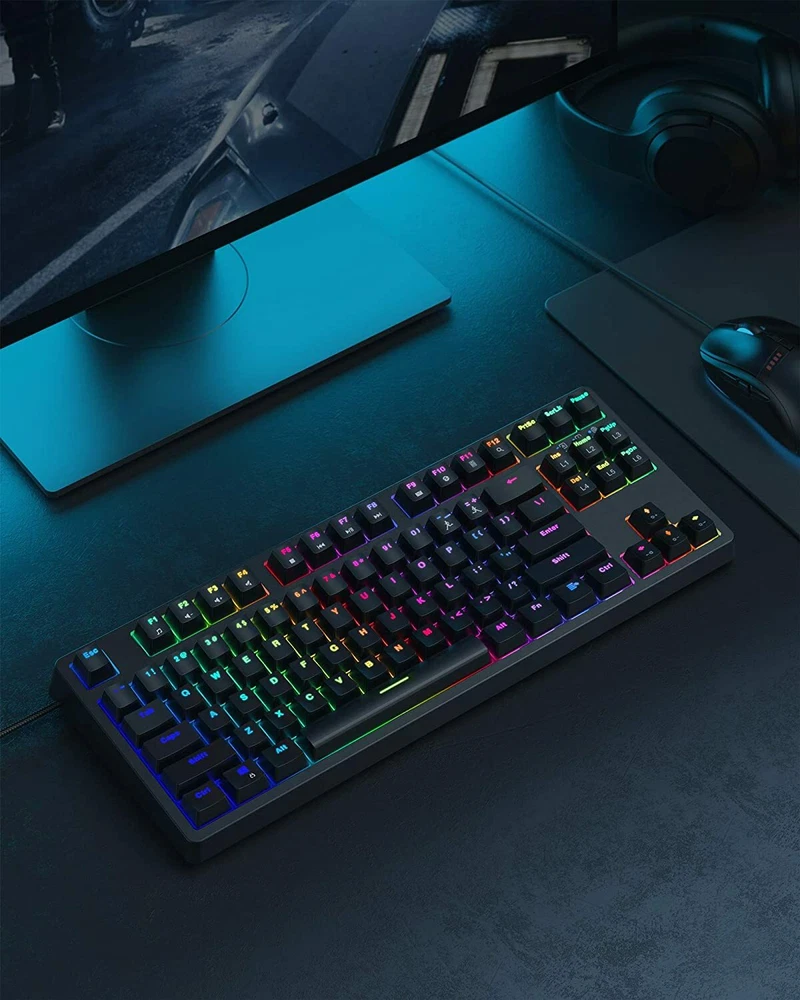 Mechanical Gaming Keyboard with RGB Backlit and Clicky Blue Switches Mechanical Gaming Keyboard with RGB Backlit and Clicky Blue Switches