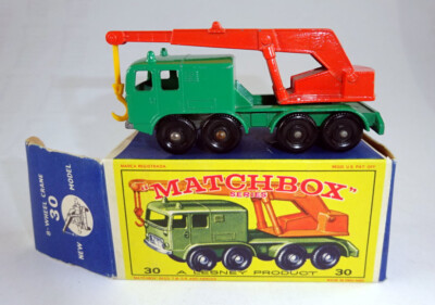 Matchbox RW 30C 8 Wheel Crane grün & orange gelber Haken in ''E1'' Box