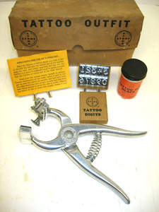 1955 Stone Mfg. & Supply Co. K.C. Missouri Tattoo Outfit for Ear Marking Cattle