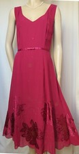 Laura Ashley Seidenkleid 40 fuchsia rot lila festlich Seide Hochzeit Abend Kleid