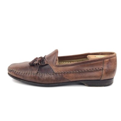 Santoni Brown Leather Kiltie Tassel Loafers 11D Santoni Brown Suede and Leather Tassel Loafer main image 4