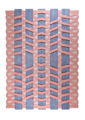 Hand Tufted Rug Scalloped Rug Pink & Blue Rug Irregular Shaped Rug 5X8, 6X9,