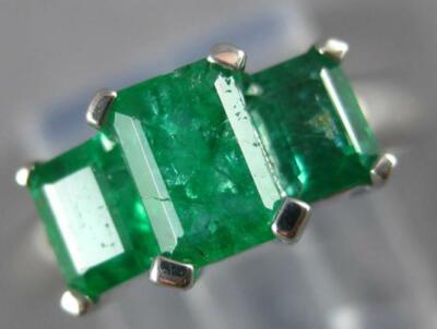 AAA EMERALD 14KT WHITE GOLD EMERALD CUT
