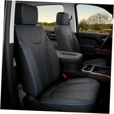 for Silverado Seat Covers Breathable Leather Full 2019-2024 Full Set BlackBlue
