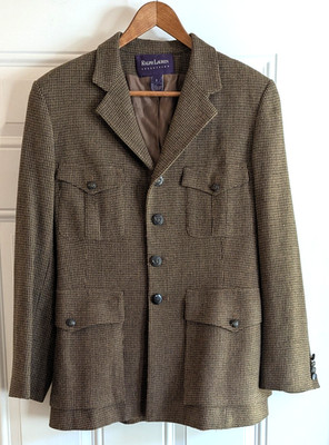 Ralph Lauren Collection Women's 6 Brown Tan Tweed Wool Blend Blazer Jacket