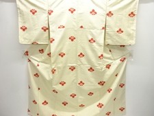 7682687: JAPANESE KIMONO / TSUMUGI / UNUSED / WOVEN FLOWER