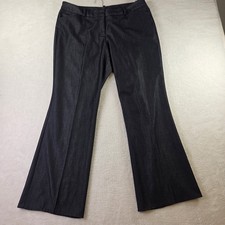 Dark Grey Sheen Dress Pants Trousers Flat Front Belt Loops Womens SZ 14