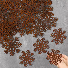 50 Pcs Christmas Rusty Snowflakes Metal Snowflake Decorations for Christmas Meta