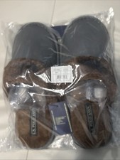 U.S. Polo Assn. Slippers Men's 11-12 Large Grey Brown Fuzzy Slip-on