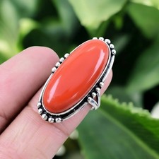 Coral Ring 925 Sterling Silver Ring Handmade Gemstone Ring Women's Ring