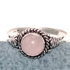 925 Silver Plated Tiny Rose Quartz Ring US 10 Timeless Classic Design Trendy GW