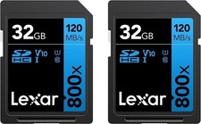 Lexar 32GB High-Performance 800x UHS-I SDHC Memory Card 2-Pack