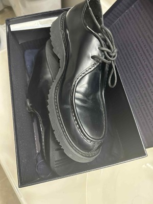 Prada Monolith Black Leather Lace-Up Loafers Size 11 US | Chunky Lug Sole