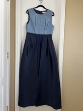 Kay Unger Colorblock Pleated Formal Sleeveless Long Dress Scoop Neck Size 12