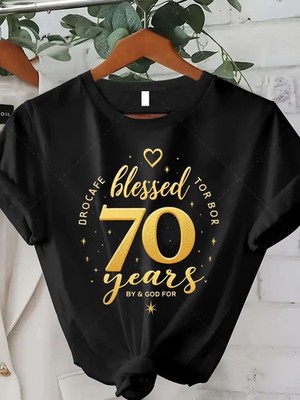 Plus Size - Plus Size - Golden Glitter T-Shirt Celebrating 70 Years of Blessin