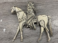 Sterling Silver S.F.P. Marked Southwest Figure on Horse Pin Brooch 1.75" 7.79g