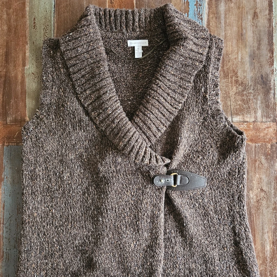 Charter Club Women’s XL Wool Blend Sleeveless Knit Sweater Vest Earthtones NICE - Image 3 of 4
