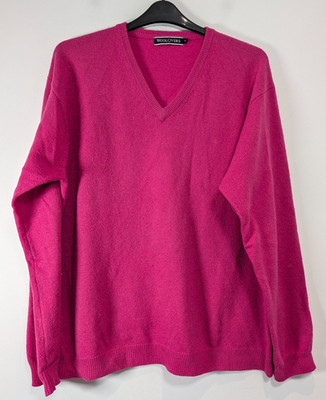 WoolOvers Pullover Herren XL rosa V-Ausschnitt reine Schurwolle warm klassisch weich Winter Strick