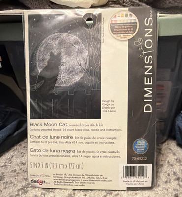 Dimensions Black Moon Cat Cross Stitch Kit 5x7 70-65212 Aida Thread Needle