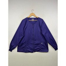 Medical Nursing Cherokee Womens 2XL Purple Zip Front Core Stretch Scrub Jacket