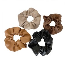 Big Hair Scrunchies for Women Girls 4 Pcs Soft Leather Scrunchies Ponytail Ho...