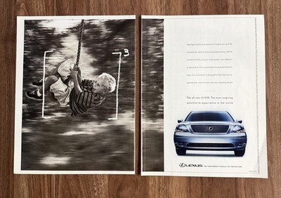 Lexus LS 430 Car Print Ad Promo Art 2000 Vintage Kid On Rope Swing Toyota VTG